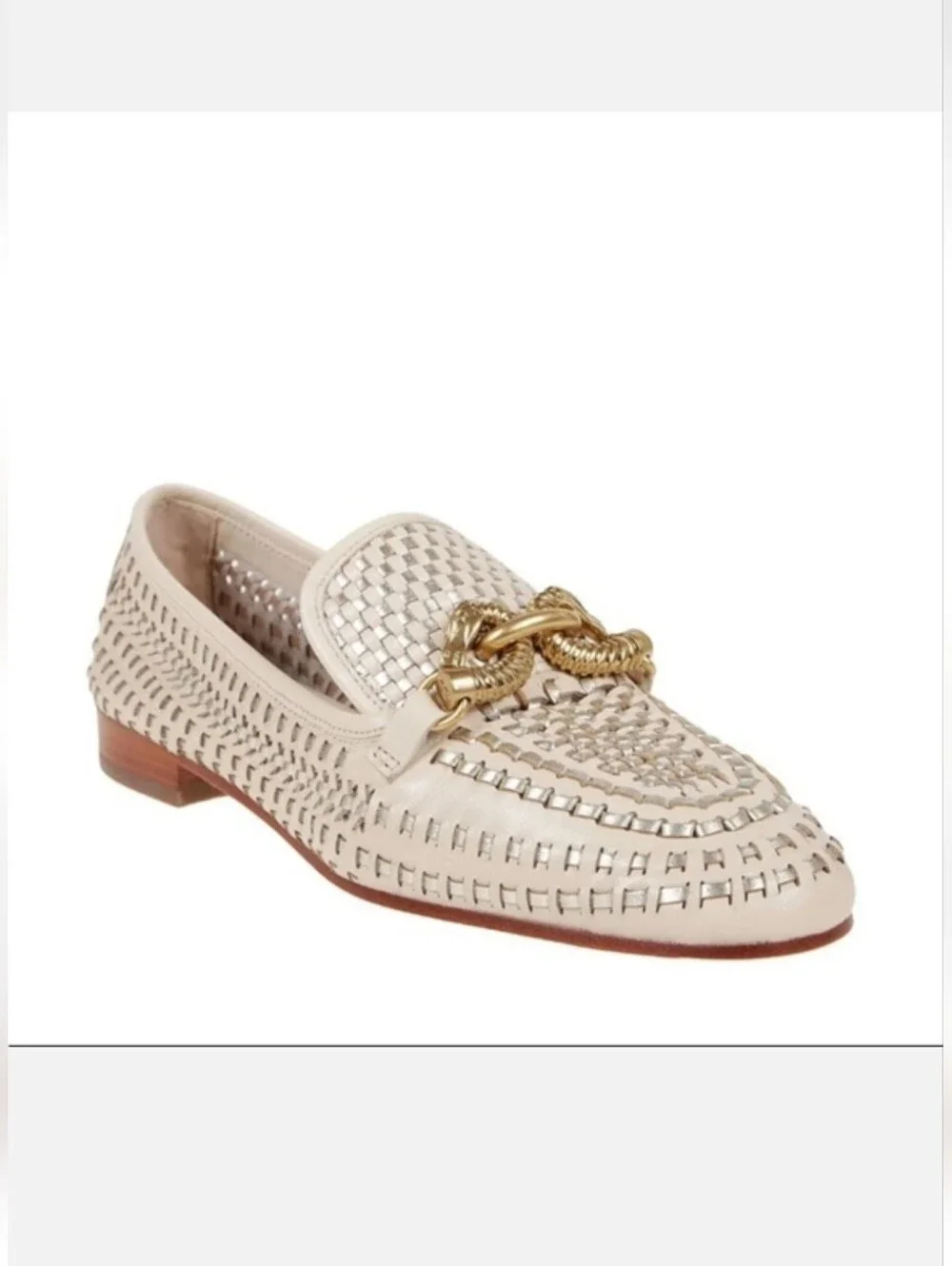 Tory Burch Jessa Woven Loafer, Metallic Goat Leather. Size 9 Worn Once.